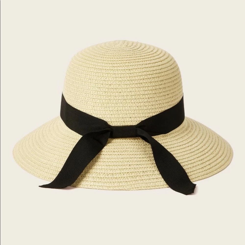 Straw Boho Floppy Hat With Black Tie - Picture 3 of 5
